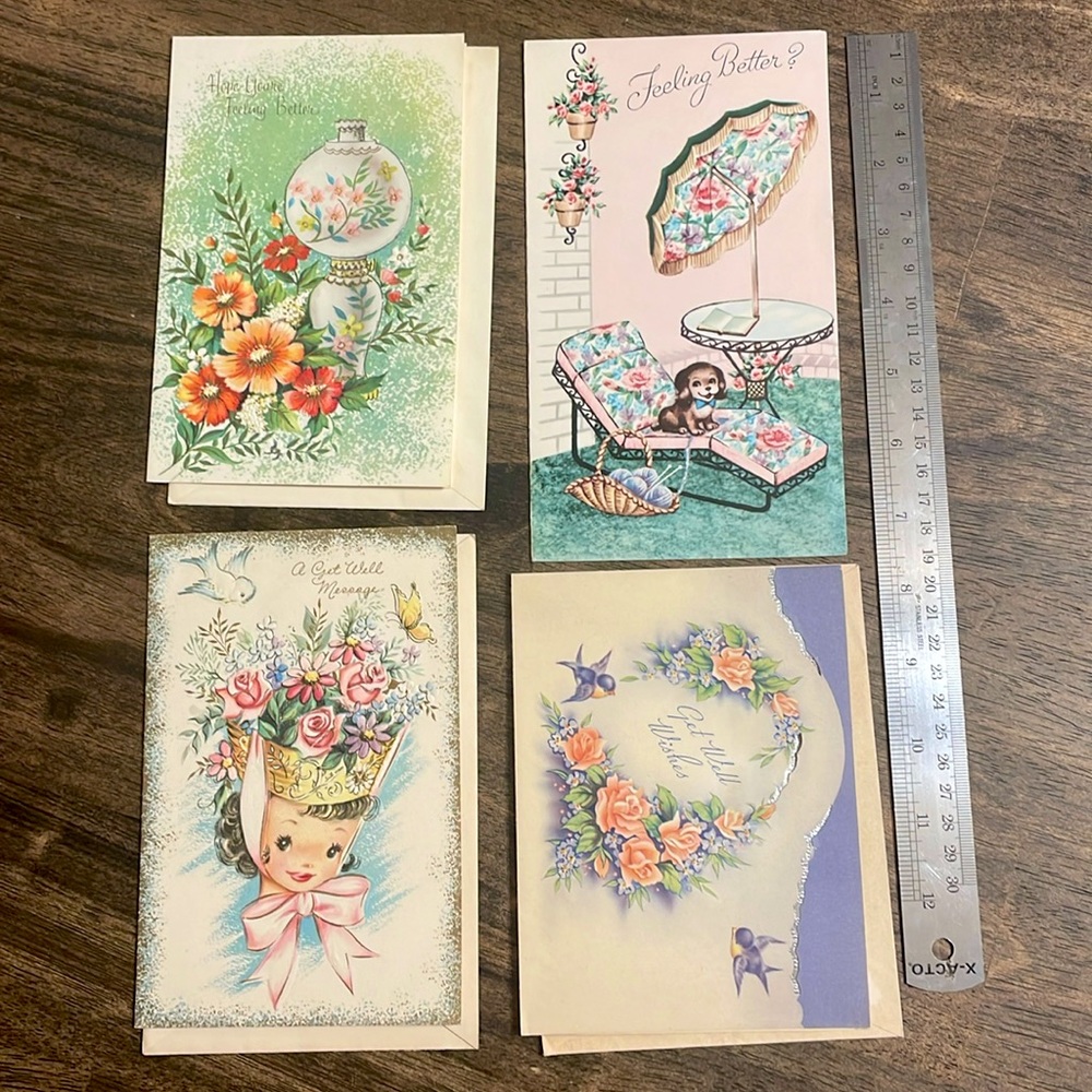 Vintage Get Well Greeting Cards Set